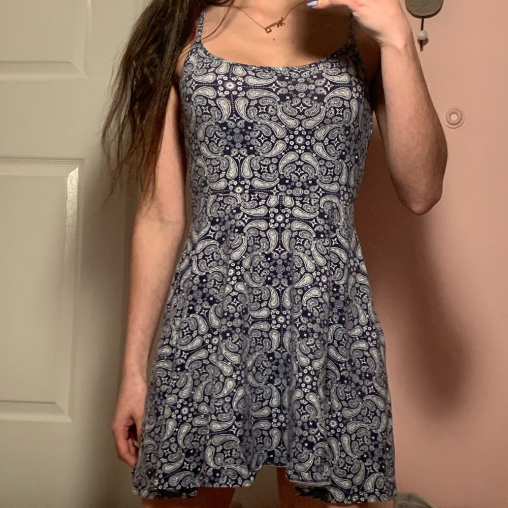 Navy Paisley Divided Dress